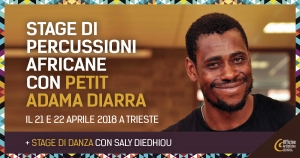 Stage di percussioni africane con Petit Adama Diarra