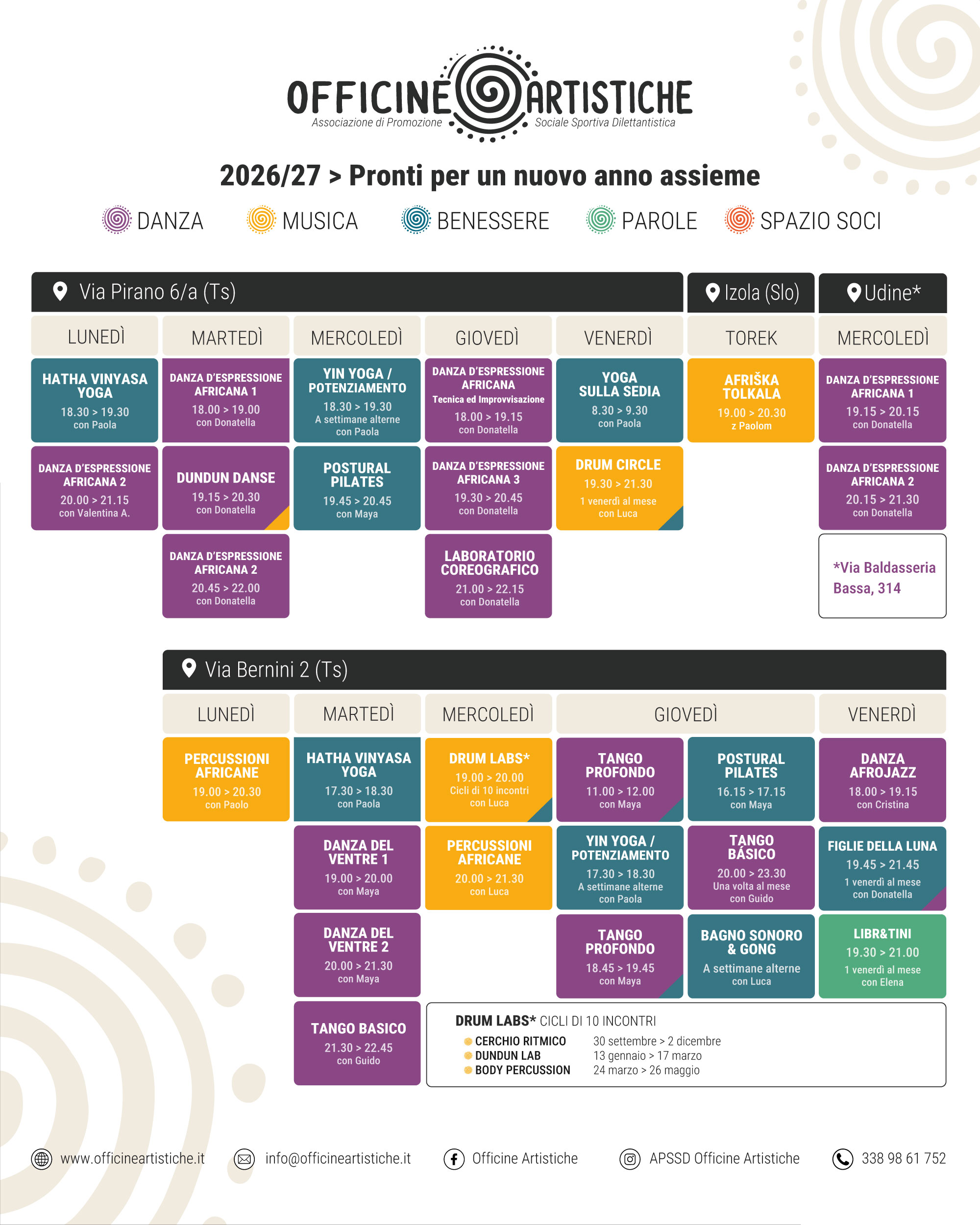 Orari Officine Artistiche 2022